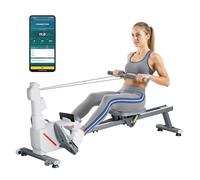 VEVOR Rameur magnétique Ergomètre – 16 niveaux, pliable, 158 kg, double rail, Bluetooth, écran LCD