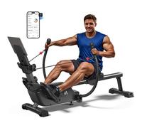 Rameur Pliable À Double Rame Magnétique Merach, 16 Niveaux De Résistances, Bluetooth, Kinomap, Silencieux Et Gain De Place Noir