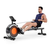 Rameur Pliable Appartement | Freinage Magnétique | 16 Niveaux de résistance | Silencieux | Capacité Maximale 120KG (Orange)