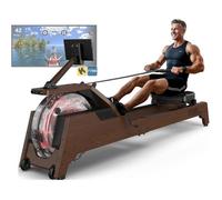 Rameur pour la maison - METTLEMATIC - Pliable chêne massif - Réservoir d'eau 90° - Capacité 182 kg - Bluetooth