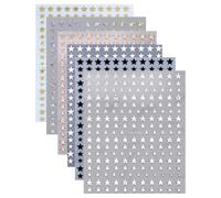 RAMGLYO 6 Feuilles Autocollants Ongles 3D Pailletés Étoile, Stickers Nail Art Géométriques, Designs de Transfert DIY