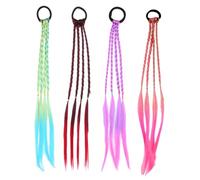 RAMGLYO Extensions de cheveux colorés, Mèches de cheveux colorés pour filles enfants avec corde élastique pour fête anniversaire sport et photo (40 cm) (Multicolore)