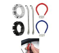 RAMGLYO Kit Clés à Rayons Vélo 6 Pièces, 2 Leviers De Pneu, 2 Clés Mono & 2 Clés 8 Voies (Rouge/Bleu/Noir/Argent)