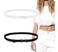 RAMGLYO Lot de 2 bandes de serrage réglables pour chemises, chemises, chemises - Bande de recadrage élastique pour femme - Changez le style de vos hauts (noir + blanc)