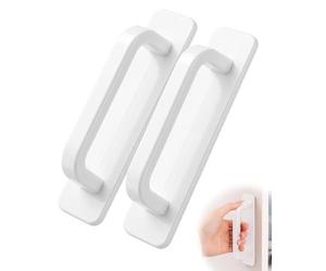 RAMGLYO Lot de 2 Poignées de Porte Extérieure et Intérieure Blanches, Poignée Porte Coulissante Auto-Adhésive sans Perçage pour Baie Vitrée, Balcon, Idéal Location