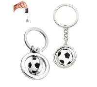 RAMGLYO Lot de 2 Porte-clés Football Rotatifs, Alliage de Zinc, Design Sport 3D, Durable et Robuste, Cadeau Idéal pour Fan de Foot, Souvenir de Fête