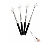 RAMGLYO Lot de 4 Pointeurs Télescopiques Acier Noir & Blanc, Baguettes Rétractables Robustes avec Grip Ergonomique pour Cours Précis et Séminaires sans Fatigue