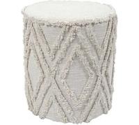 RAMIA - Pouf tissu relief ton sur ton style bohème beige - Altobuy Beige