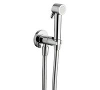 Raminex Tuka Tuka ensemble de douche toilette/bidet avec douchette à main avec bouton marche/arrêt 1/2 avec flex de douche 100cm + support mural avec robinet intégré chromé AC67551