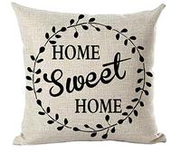 ramirar Housse de Coussin décorative avec Citation en Anglais « Home Sweet Home Family » Motif Feuilles Noir 45,7 x 45,7 cm