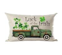 Ramirar Housse de coussin lombaire décorative Motif Happy St. Patrick's Day Luck Of The Irish Retro Green Pickup Trèfles décoratif pour la maison, le salon, le lit, le canapé, la voiture, le lin, la voiture, le lit, la maison, le salon, le canapé, la voiture, le lin, 30,5 x 50,8 cm