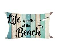 ramirar Housse de Coussin rectangulaire en Coton Doux avec Citation Life is Better at The Beach 30 x 50 cm