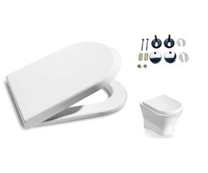 Ramm Siège de toilette Soft Close, en Duroplast antibactérien, antidérapant, fermeture rapide, facile à nettoyer, couvercle de toilette pour Roca Nexo, blanc