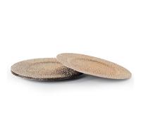 Rammento Lot de 4 assiettes rondes en plastique durable doré de 33 cm | Assiettes en plastique réutilisables, sets de table de Noël | Assiettes de fête texturées pour Noël, mariages et occasions