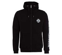 Rammstein Veste à capuche classique pour homme - Avec fermeture éclair - Noir - Avec imprimé blanc sur le devant et les côtés
