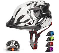 RaMokey Casque de vélo léger pour Enfants, garçons et Filles de 3 à 15 Ans, Enfants Casque de vélo de Montagne avec feu arrière, Cadran réglable, visière Amovible (48-56 cm) (Vert)