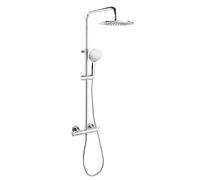 Ramon Soler - Colonne de douche thermostatique Monotech RP240 | Design moderne haut de gamme avec pommeau supérieur et douche | Disponible en chrome brillant ou noir mat (chromé)