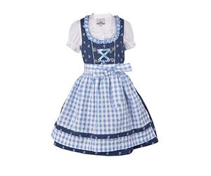 Ramona Lippert® Dirndl Chrissi Ensemble Dirndl à manches courtes pour fille Bleu/bleu foncé - Bleu - 146 cm-152 cm
