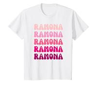 Ramona Retro Stack Design T-Shirt, Enfant, Blanc, 4 Ans