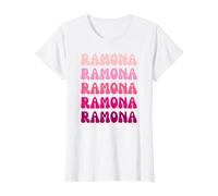 Ramona Retro Stack Design T-Shirt, Femme, Blanc, M