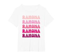 Ramona Retro Stack Design T-Shirt, Femme Grandes Tailles, Blanc, 4X