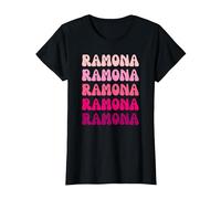 Ramona Retro Stack Design T-Shirt, Femme, Noir, M