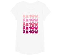 Ramona Retro Stack Design T-Shirt, Fille, Blanc, M
