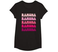 Ramona Retro Stack Design T-Shirt, Fille, Noir, M