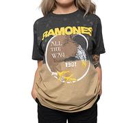 Ramones All The Way Band Logo Official Unisex T-Shirt Black Dye Wash Mixte