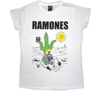 Ramones - Rock Off officially licensed products Ramones Ladies T-Shirt: Loco Live (Blanc) Size M