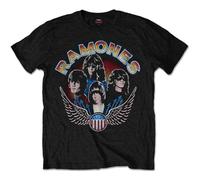 Ramones - T-Shirt # L Black Unisex # Vintage Wings Photo [Import]