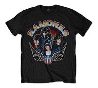 Ramones - T-Shirt # S Black Unisex # Vintage Wings Photo [Import]