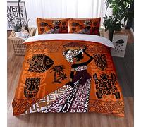 RAMOTE Housse de Couette 140x200 Femme Africaine, Parure de Lit Exotique 1 Personne, Imprimée Microfibre Housse Couette Femme Africaine, 2 Taies d'oreiller 65x65 cm