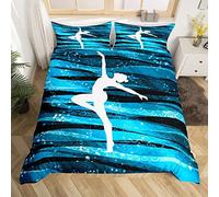 RAMOTE Housse de Couette 160x200 Gymnastique, Parure de Lit Danseuse 1 Personne, Imprimée Microfibre Housse Couette Gymnastique, 2 Taies d'oreiller 65x65 cm