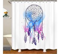 RAMOTE Rideau Douche 240x200 Attrapeur de Rêves, 3D Blanc Rideau de Douche Anti Moisissure Rideaux de Douche, Rideau Salle de Bain Imperméable Shower Curtain, avec 12 Crochets
