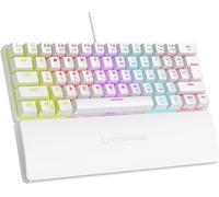 Rampage Plower K60 Clavier de jeu mécanique - 62 touches, disposition compacte 60 %, commutateurs bleus, rétroéclairage LED, anti-ghosting, filaire (blanc, compatible Windows/Mac)