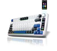 Rampage Quell Pro Clavier mécanique sans fil avec écran et bouton, clavier de jeu remplaçable à chaud à 75 % avec commutateurs pré-lubrifiés, rétroéclairage RVB, touches PBT au son crémeux, claviers