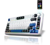 Rampage Quell Pro Clavier mécanique sans fil avec écran et bouton, clavier de jeu remplaçable à chaud à 75 % avec commutateurs pré-lubrifiés, rétroéclairage RVB, touches PBT au son crémeux, claviers