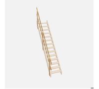 Rampe à 2 lisses pour escalier en sapin