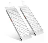 Rampe Aluminium Renforcée 100x30 cm | Rampe de Chargement, Capacité 680 kg, Antidérapante pour Abris/Tondeuses | pour Souffleuses à Neige, Motos, Dirt Bikes & Quads | Lot de 2, Argenté