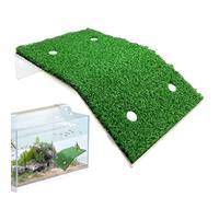 Rampe Basking - Plateforme de réservoir avec herbe artificielle | Ressort de pente de tortue pour se reposer | Décoration de tapis de couverture multifonction pour la zone de montée