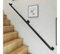 Rampe D’escalier 30cm-600cm pour Escaliers Intérieurs, Kit De Support De Main Courante De Rampe D’escalier Vintage, Rails D’escalier De Sécurité en Fer Forgé en Métal Noir, 8.2ft/250cm