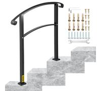 VEVOR Main courante escalier fer forgé rampe 3 marches garde-corps H max 63,5 cm Noir