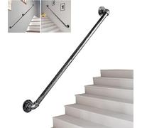 Rampe D’escalier Rampe en Fer Forgé | Kit De Main Courante D’escalier Mural pour Intérieur Extérieur | Balustrade Murale, Repose-Pieds, Support Bar, Escalier De Jardin, Garde-cor, 8ft/2.4m