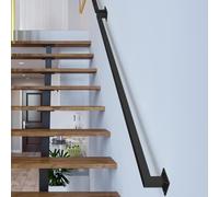 Rampe d'appui pour escaliers rampe d'escalier intérieure et extérieure en fer forgé rampe d'escalier blanche avec supports muraux, barre d'appui de sécurité pour loft villa(Noir,150cm)