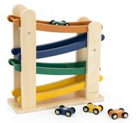 Rampe de course en bois avec 4 voitures