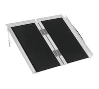 Rampe de Fauteuil Roulant HOMCOM Rampe de Chargement Rampe d'accès antidérapante Pliable avec Bordures de sécurité alu. Noir