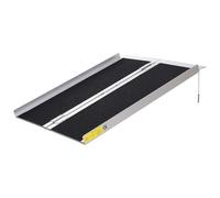 Rampe de fauteuil roulant rampe de chargement rampe d'accès antidérapante pliable avec bordures de sécurité max. 270 Kg dim. 93L x 76l x 5H cm alu. noir Noir