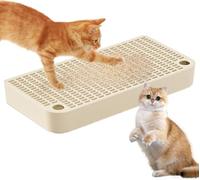 Rampe de litière surélevée pour chat - 32 x 16 x 4 cm - Marches de piégeage - Lavable - Bac à litière pour chat - Double couche - Nettoyage facile - Kaki