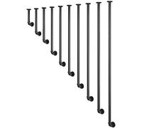 Rampe de rampe de type L pour escaliers, rampes d'escalier rondes montées au plafond, garde-corps d'escalier en métal noir, rampe de sécurité en fer forgé noir, poignée de support antidérapante ( Size